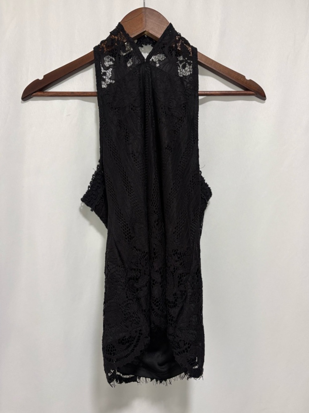 Ultra Pink Black Lace Halter Tank Top Sheer Y2K Blouse Small